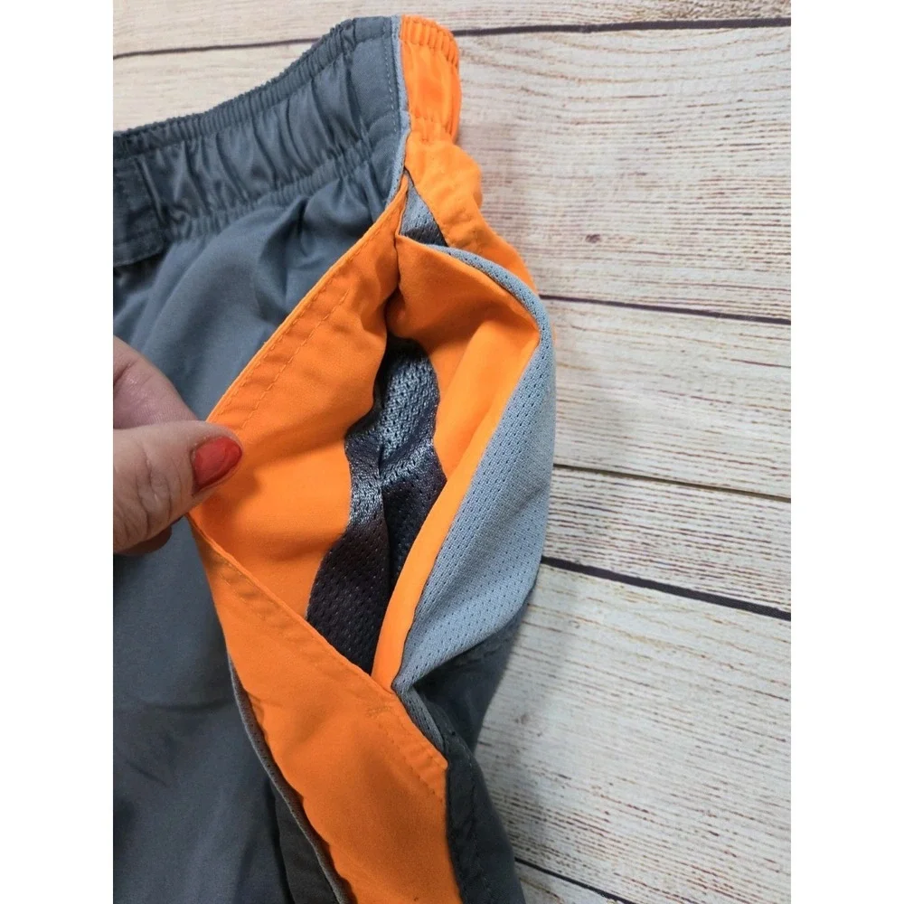 Men's Nike swim trunks Size‎ Large Gray Orange performance swimming Tie Front